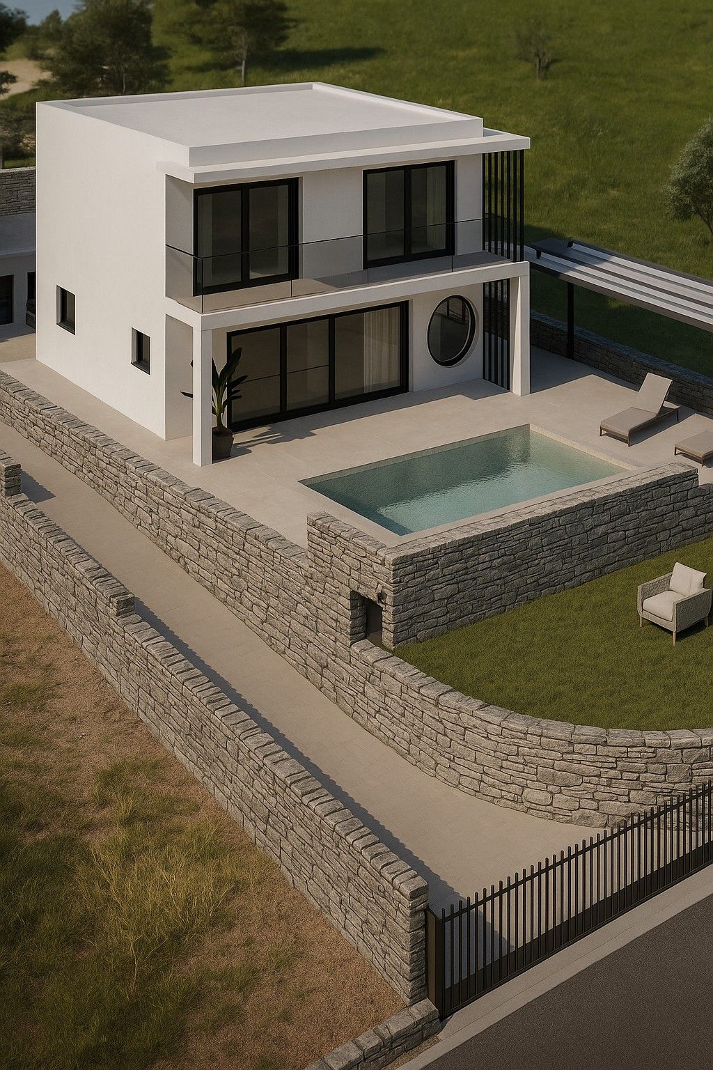 Arquitectura moderna con piscina